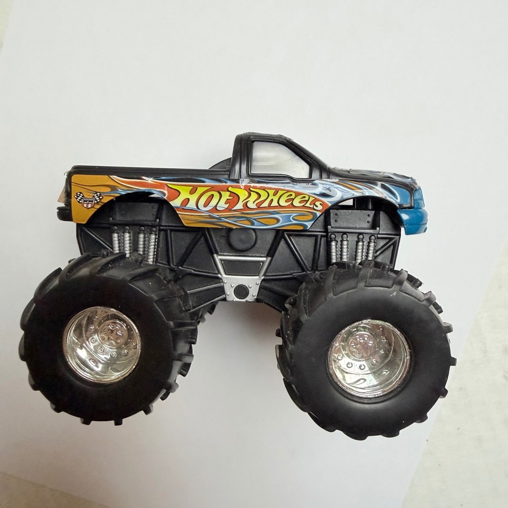 Hot Wheels Monster Truck Kids Black Blue Flame 2001 Mattel Vintage